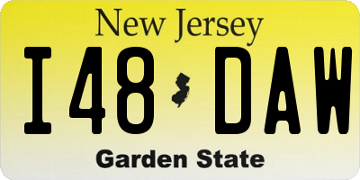 NJ license plate I48DAW