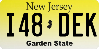 NJ license plate I48DEK