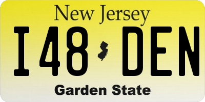 NJ license plate I48DEN