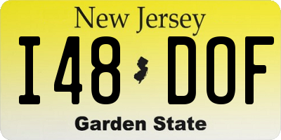 NJ license plate I48DOF
