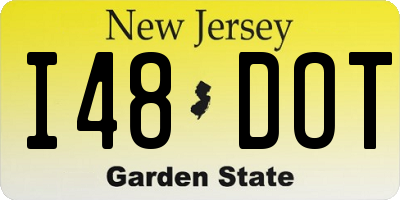 NJ license plate I48DOT