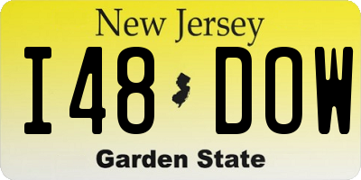 NJ license plate I48DOW