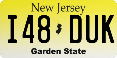 NJ license plate I48DUK
