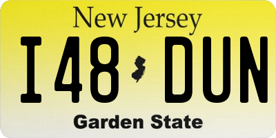 NJ license plate I48DUN