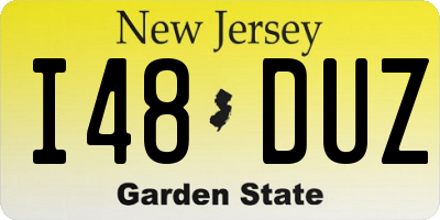NJ license plate I48DUZ