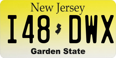 NJ license plate I48DWX
