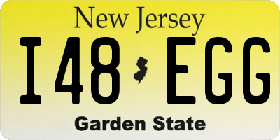 NJ license plate I48EGG