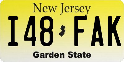 NJ license plate I48FAK
