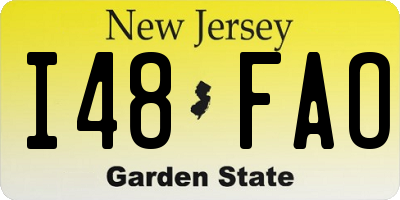 NJ license plate I48FAO