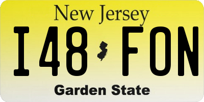 NJ license plate I48FON