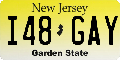 NJ license plate I48GAY