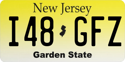 NJ license plate I48GFZ