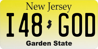 NJ license plate I48GOD