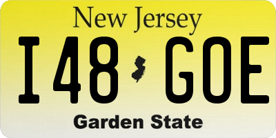 NJ license plate I48GOE