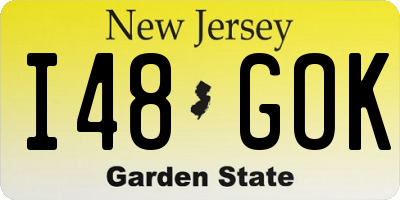 NJ license plate I48GOK