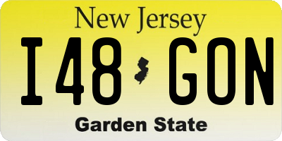 NJ license plate I48GON