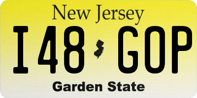 NJ license plate I48GOP