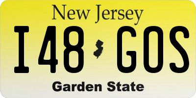 NJ license plate I48GOS