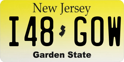 NJ license plate I48GOW