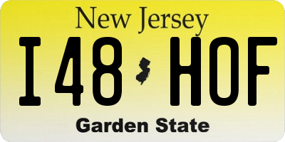 NJ license plate I48HOF