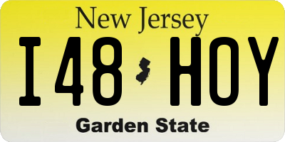 NJ license plate I48HOY