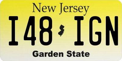 NJ license plate I48IGN