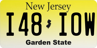 NJ license plate I48IOW