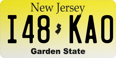NJ license plate I48KAO