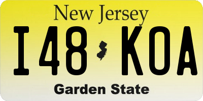 NJ license plate I48KOA