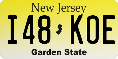 NJ license plate I48KOE