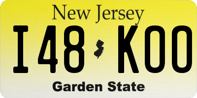 NJ license plate I48KOO