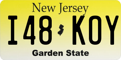 NJ license plate I48KOY