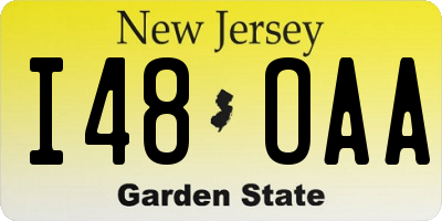 NJ license plate I48OAA