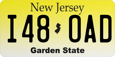 NJ license plate I48OAD
