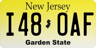 NJ license plate I48OAF