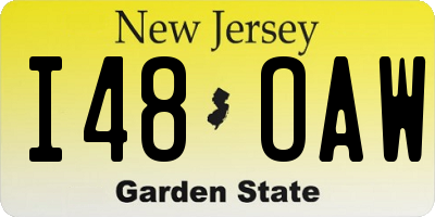 NJ license plate I48OAW