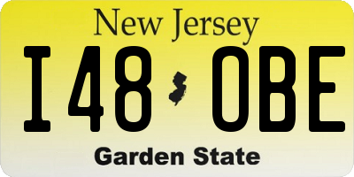 NJ license plate I48OBE
