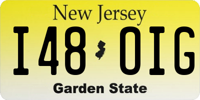 NJ license plate I48OIG
