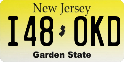 NJ license plate I48OKD