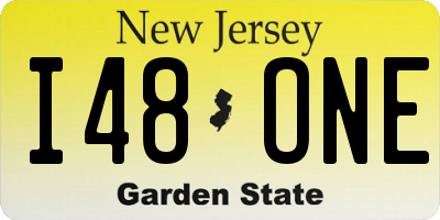 NJ license plate I48ONE