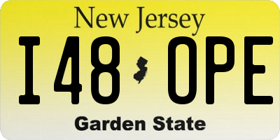 NJ license plate I48OPE