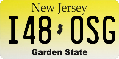 NJ license plate I48OSG