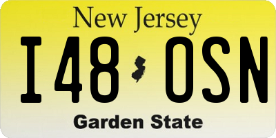 NJ license plate I48OSN