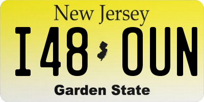 NJ license plate I48OUN