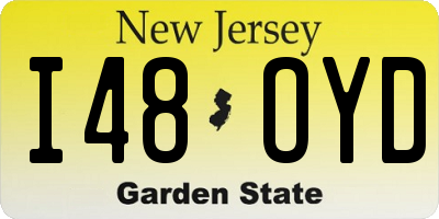 NJ license plate I48OYD