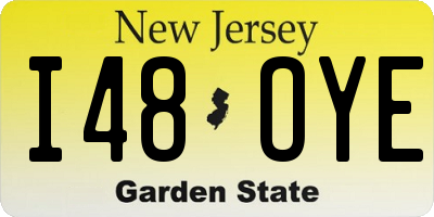 NJ license plate I48OYE