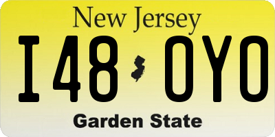 NJ license plate I48OYO