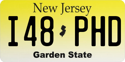 NJ license plate I48PHD