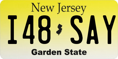 NJ license plate I48SAY