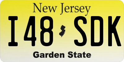 NJ license plate I48SDK